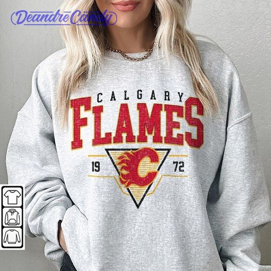Discover Vintage 90s Calgary Flames Sweatshirt, Sweatshirt Hockey Gift For Christmas