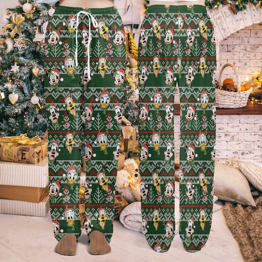 Discover Disney Mickey And Friends Christmas Pajama Pants  Holiday Loungewear for Women Men Kids, Family Christmas Gift, Matching Christmas Pajamas