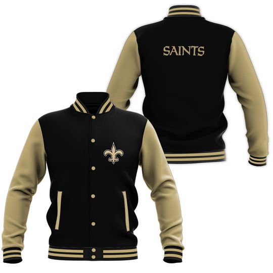 New Orleans Saints Varsity Wool and Leather Sleeve Jacket