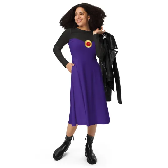 Evil Queen long sleeve midi dress | Halloween Costume | Cartoon Cosplay