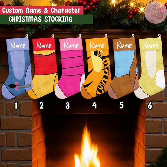 Discover Custom Winnie the Pooh Xmas Stocking 2025, Personalized Kids Xmas Stock Gift, Custom Name & Character Stocking with Tigger, Piglet Eeyore
