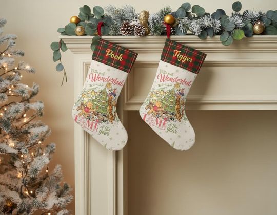 Discover Personalized Winnie Pooh and Friends Stocking, Pooh Bear Stocking, Disney Christmas Stockings With Name, Custom Holiday Fireplace Decor