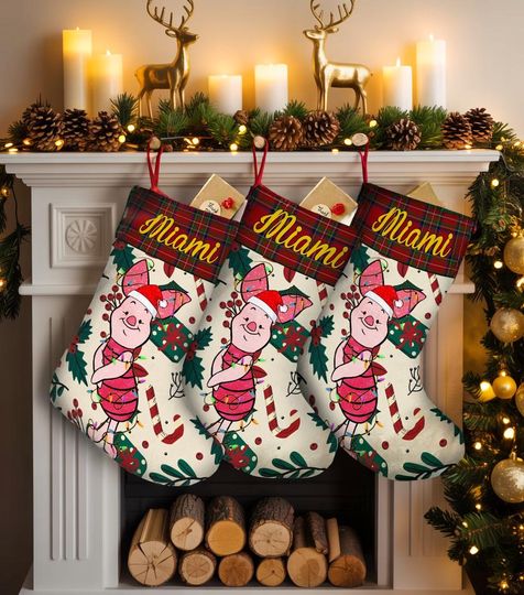 Discover Personalized Piglet Winnie the Pooh Stocking, Disney Christmas Stocking, Stocking With Name, Christmas Decoration, Christmas Piglet