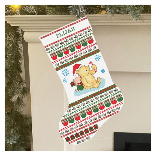 Classic Winnie-the-Pooh Stocking Cross Stitch Pattern: Pooh and Piglet