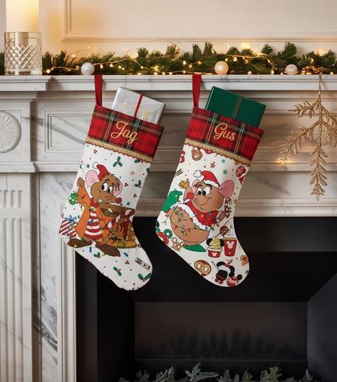 Discover Personalized Jac and Gus Christmas Stocking, Disney Cinde Christmas Stockings With Name, Custom Holiday Fireplace Decor