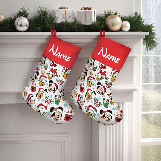 Discover Personalized Disney Christmas Stockings, Mickey and Minnie Christmas stocking, Custom Mickey and Friends stocking, Disneyland Stockings