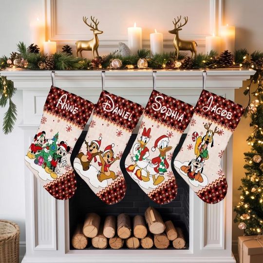 Discover Personalized Disney Character Christmas Stocking, Mickey Minnie Stocking, Family Christmas Stocking, Disney Xmas Decor, Chip & Dale