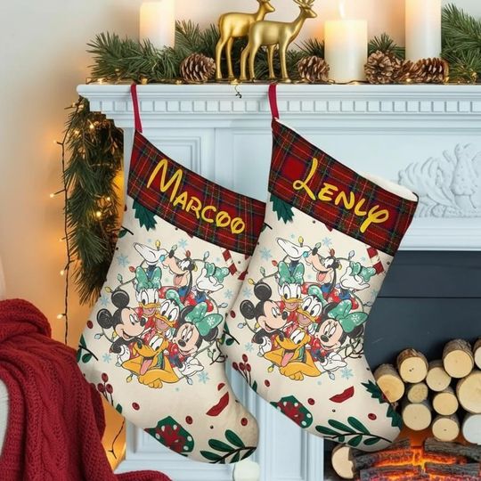 Discover Custom Mickey and Friends Christmas Stocking, Mickey Minnie Donald Goofy Pluto Christmas Stockings, Disney Stocking With Name