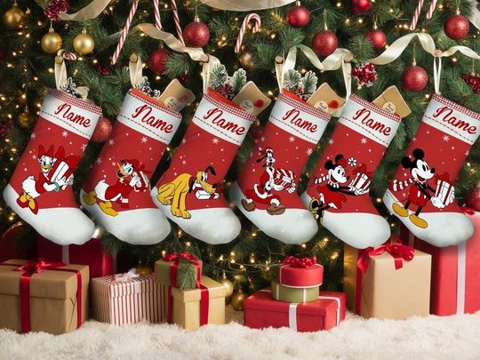 Discover Personalized Disney Family Stocking, Disney Christmas Stockings, Mickey and Friends Christmas Stocking, Stocking With Name, Christmas Gifts