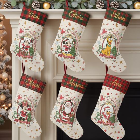 Discover Personalized Mickey Christmas Stocking, Disney Christmas Stockings With Name, Family Christmas Stockings Christmas Socks Minnie Christmas