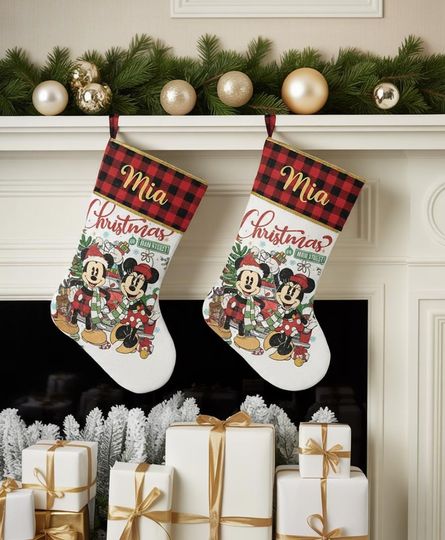 Discover Personalized Mickey Minnie Stocking, Disney Couple Christmas Stocking, Custom Name Stockings, Mickey Minnie Christmas Decor