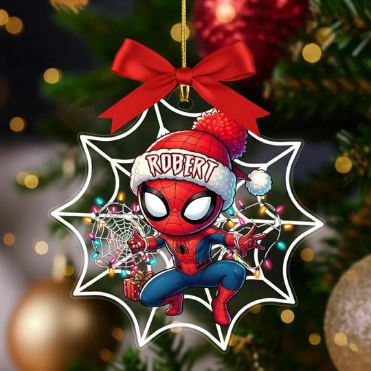 Discover Personalized Superhero Ornament, Spidey Christmas Ornament, Marvel Spiderman Ornament, Custom Kid Spidey Ornament, Christmas Gift for Kids
