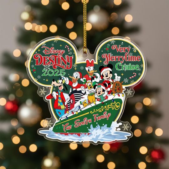 Discover Personalized Disney Cruise Ornament 2025, Very Merrytime Ornament, Mickey and Friends Cruise Family Ornament, Disney Vacation Keepsake