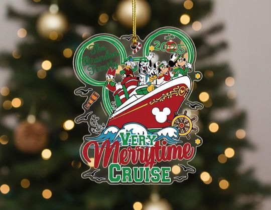 Discover Personalized Disney Cruise Ornament 2025, Very Merrytime Cruise Ornament, Mickey and Friends Ship Ornament, Disney Family Christmas Vacation
