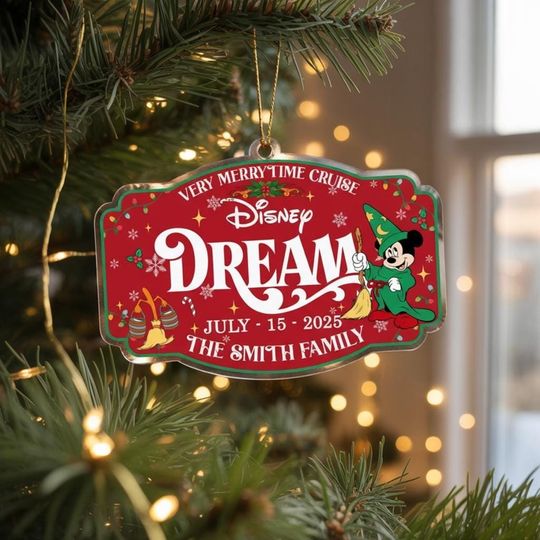 Discover Personalized Disney Dream Cruise Ornament 2025, Very Merrytime Christmas Ornament, Sorcerer Mickey Disney Cruise Ornament