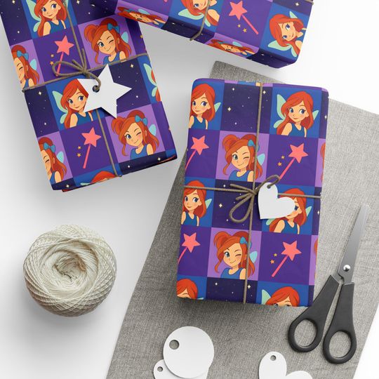 Wrapping Papers, Vibrant Character Gift Wrap for Birthdays, Holidays, Winx Club, Cheerful Party Decor