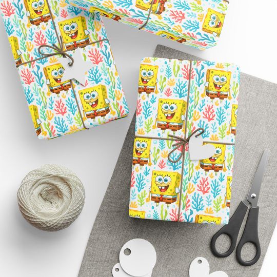 Discover SpongeBob Wrapping Paper: Birthday Gift Wrap, Cartoon Theme