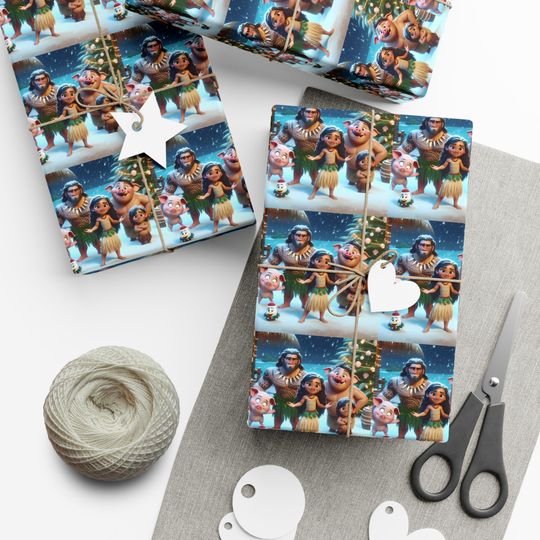 Discover Moana Inspired Christmas Wrapping Papers - Gift Giving Island Theme, Holiday Present Paper, Kids Crafts, Festive Gift Wrap, Tropical Xmas