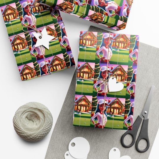 Discover Girl Golfers inspired Wrapping Paper For Christmas, Festive Xmas, Girl Power