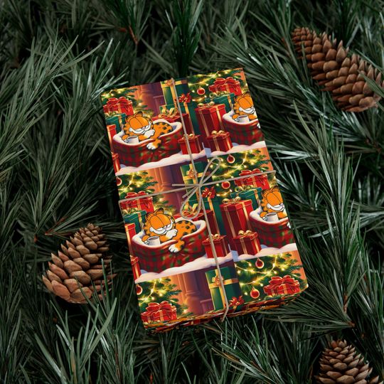 Discover Garfield Inspired Christmas Wrapping Paper for kids who love the Lasagna Eating Orange Cat