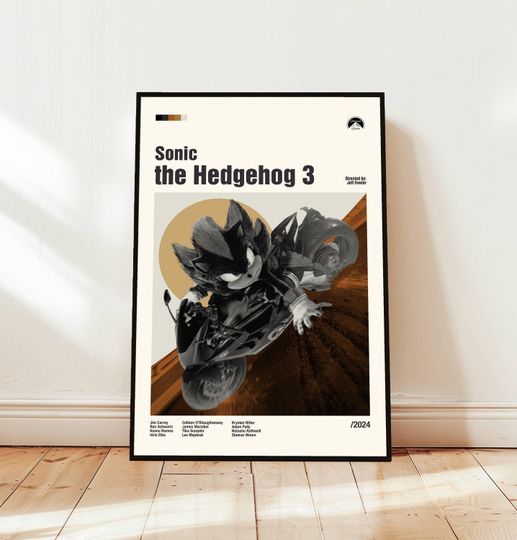 Sonic the Hedgehog Poster / Movie Poster / Midcentury Modern Art / Minimalist Art / Vintage Print /  Retro Modern Poster / Gift for him