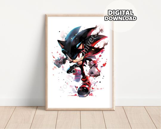 Discover Nursery Sonic The Hedgehog Posters - Watercolor Tails, Prints for Kids, Playroom Decor, Decoration Room, Gift for Kids, Shadow The Hedgehog