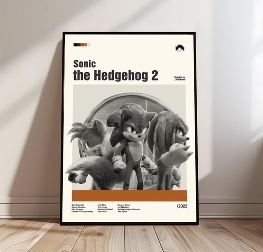 Discover Sonic the Hedgehog 2 Poster | Film Poster | Midcentury Modern Art | Minimalist Print | Retro Poster | Vintage Print Art | Gifts for him