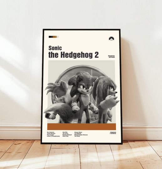 Sonic the Hedgehog 2 Poster / Movie Poster / Midcentury Modern Art / Minimalist Art / Vintage Print /  Retro Modern Poster / Gift for him