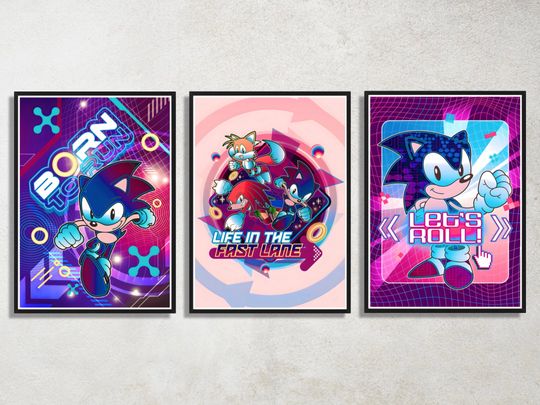 Sonic the Hedgehog Digital Download Poster Bundle for bedroom decor, party decor, game room decor