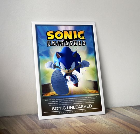 Discover Sonic Unleashed Poster | Sonic Prints | Gaming Poster | Video Game Poster | Wall Decor Poster | Large Poster Print | Gaming Gifts