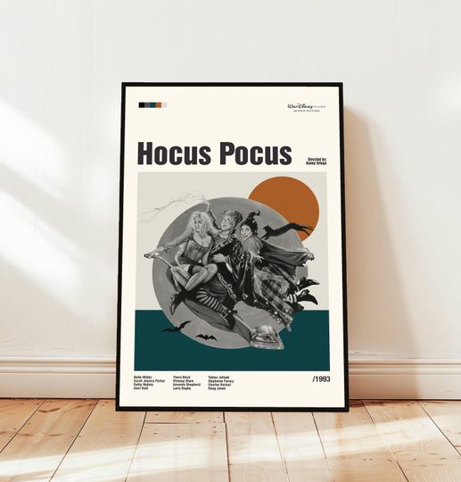 Hocus Pocus Poster / Movie Poster / Midcentury Modern Art / Minimalist Art / Vintage Print / Retro Modern Poster / Gift for him
