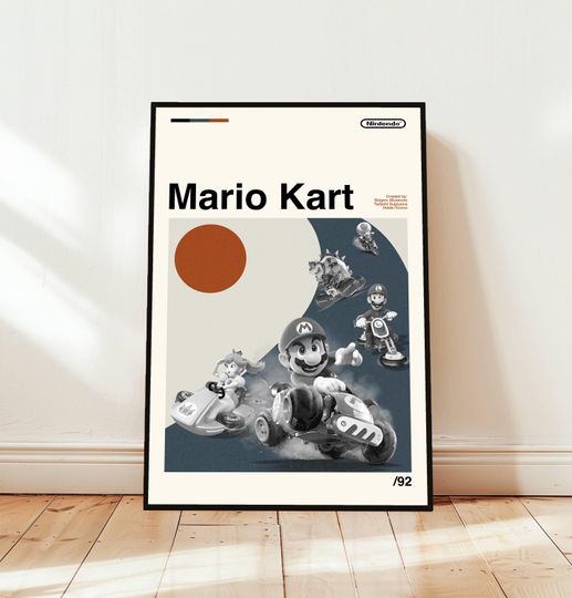 Mario Kart Poster / Film Poster / Midcentury Modern Art / Minimalist Art / Vintage Print /  Retro Modern Poster / Gift for him