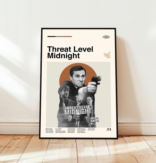 Threat Level Midnight Poster / Movie Poster / Midcentury Modern Art / Minimalist Art / Vintage Print /  Retro Modern Poster / Gift for him