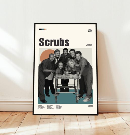 Discover Scrubs Poster / Movie Poster / Midcentury Modern Art / Minimalist Art / Vintage Print /  Retro Modern Poster / Gift for him