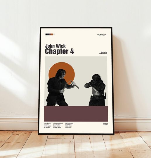 John Wick Chapter 4 Poster / Movie Poster / Midcentury Modern Art / Minimalist Art / Vintage Print /  Retro Modern Poster / Gift for him