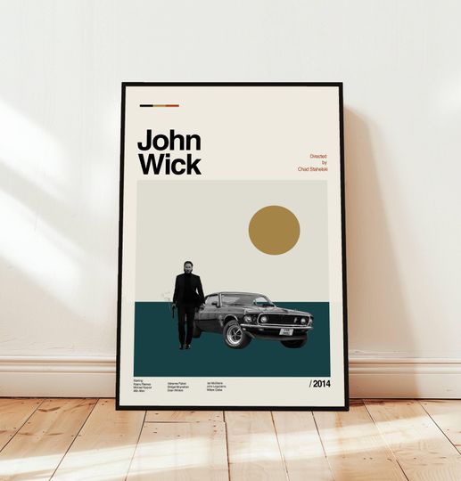 John Wick Poster / Movie Poster / Midcentury Modern Art / Minimalist Art / Vintage Print /  Retro Modern Poster / Gift for him