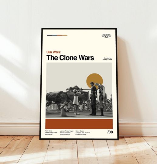 Discover Star Wars: The Clone Wars Poster / Movie Poster / Midcentury Modern Art / Minimalist Art / Vintage Print /  Retro Modern Poster