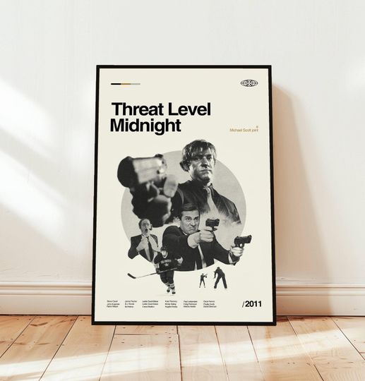 Threat Level Midnight Poster / Movie Poster / Midcentury Modern Art / Minimalist Art / Vintage Print /  Retro Modern Poster / Gift for him