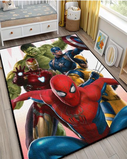 Discover Avenger Rug,Hulk Rug,Spider-Man Rug,Super Hero Rug,Fantastic Rug,Cartoon Rug,Kids Room Rug,Superheroes,Marvel Rug,Washable Rug,Play Room Rug