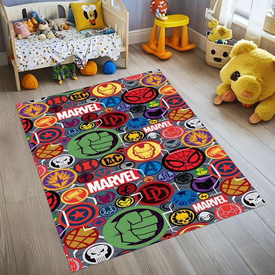 Discover Super Hero Rug,Avengers Rug,Marvel Rug,Cartoon Rug,Children Room Decor,Kids Room Rug,Antislip Washable Rug,Area Rug,Nursery Rug,Home Decor