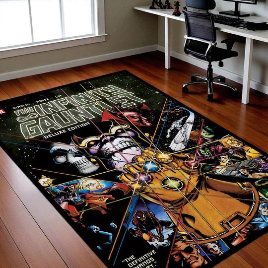 Discover Epic Comic Book Art Rug  Avengers Legendary Cover Rug Retro Superpower Carpet Colorful Hero Room Decor Machine Washable Non-Slip Rug