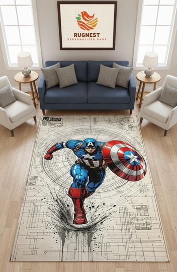 Discover Hero Rugs, CaptanAmerica: Velvety Soft, Washable, Non-Slip Area Rug