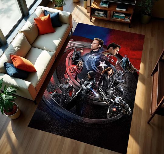 Captain America And Friends Rug,  Children Game Rug,  Area Rug,  Home Decor Rug,  Themed Rug,  Boy Room Rug,  Modern Rugs,  Non-slip Rug