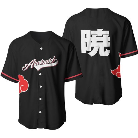 BoxLunch Narutoo Shippuden Akatsuki Baseball Jersey Men’s Size Large Shirt Black