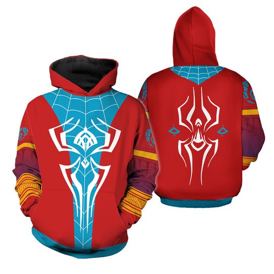Disney Spider-Man Superhero Cosplay Costume Hoodie, Marvel Spiderman Pavitr Prabhakar Halloween Cosplay Costume For Family Group T-shirt