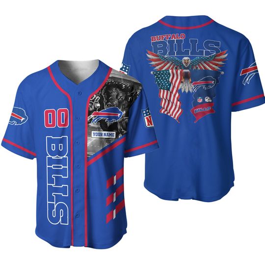 Personalized Buffalo Bills Baseball Jersey, Sunday Football, Bills Eagle USA Baseball Jersey