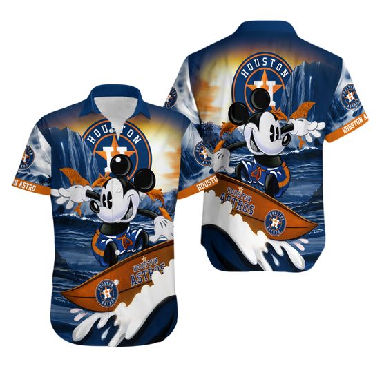 Mickey Surfing Houston Baseball Hawaiian Shirt, Astros Gifts For Fans
