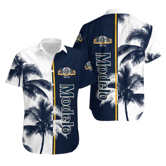 Modelo Hawaiian Shirt for Men, Button Down Summer Beach Shirt, Short Sleeve Tropical Aloha Shirt, Casual Vacation Menswear Top