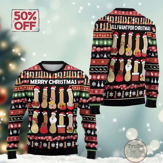 Discover Funny Christmas Cocks Ugly Sweater, Humor Christmas Sweater for Men Women, Christmas Gift