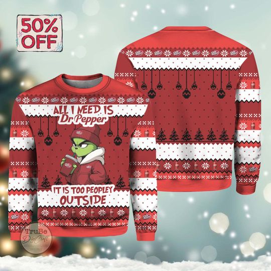 Dr Pepper funny character Ugly Christmas Sweater, Funny Soda Lover Gift